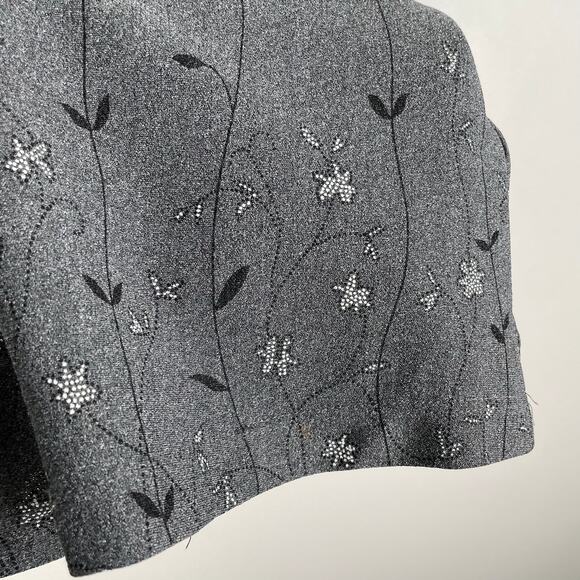 Vintage 90s Gray Floral Button Up Shirt Top Sz M Dark Fairy Grunge Romantic Goth - Picture 4 of 11